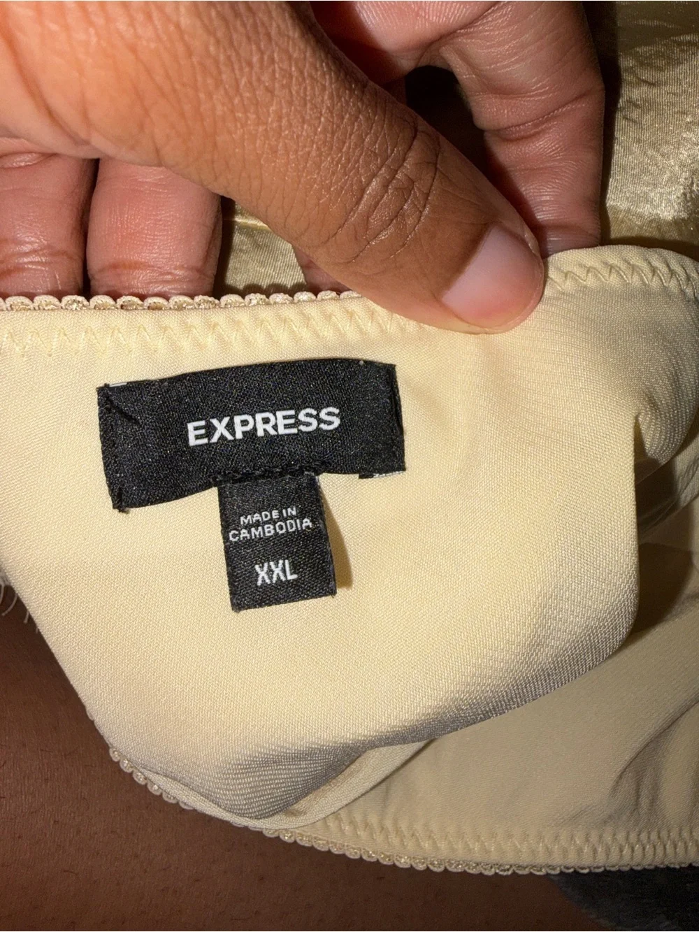 Express Butter Yellow Satin Mini Skirt with Lace Trim